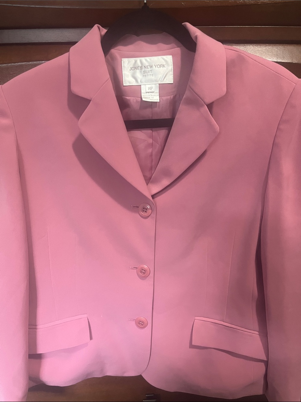 Jones New York Pink Petite Three-Button Blazer